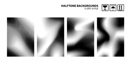 Set of halftone backgrounds isolated on white. Vector graphic.のイラスト素材