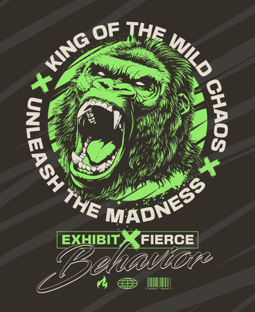 Streetwear Design With Fierce Gorillaのイラスト素材