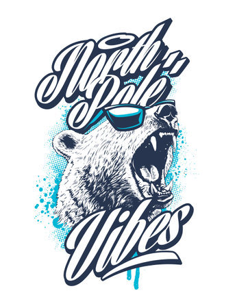 Graffiti Design With Polar Bear In Sunglassesのイラスト素材