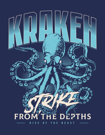 Grunge Vector Design With Octopusのイラスト素材