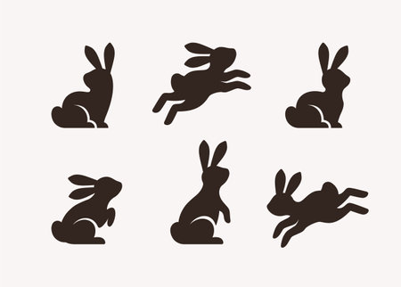 Easter Bunny Isolated Vector Silhouettesのイラスト素材
