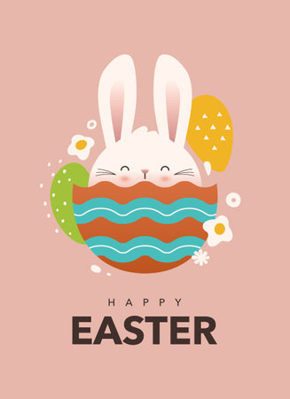 Modern Easter Postcard Designのイラスト素材