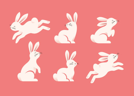 Easter White Bunny Vector Silhouettesのイラスト素材