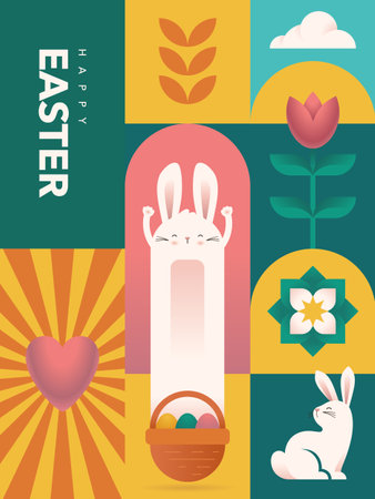 Minimalist Easter Postcard And Poster Designのイラスト素材