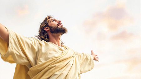 Jesus Christ With Hands Spreadの写真素材
