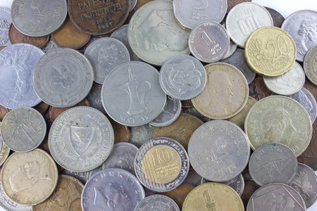 coins from all over the worldの写真素材