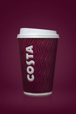 AMMAN, JORDAN, 26 August 2017: Costa Coffee cup, Costa Coffee is a British multinational coffeehouse company headquartered in Dunstable,のeditorial素材