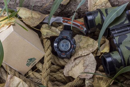 AMMAN, JORDAN - AUGUST 20, 2017: The Protrek watch with a triple sensor watch series of watches from the electronics manufacturer company Casio.のeditorial素材
