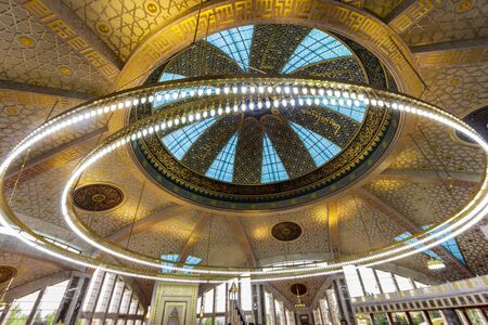 ARGUN, CHECHNYA, RUSSIA - Aug 2019: Aymani Kadyrova Mosque interior in Argun, Chechnya, Russiaのeditorial素材