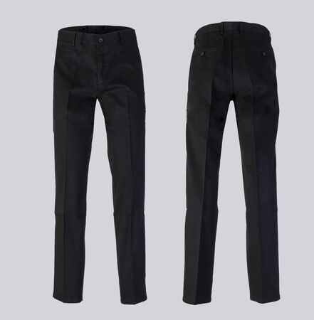 black trousers isolated on white background ghost fashion style of photography front and back viewの写真素材