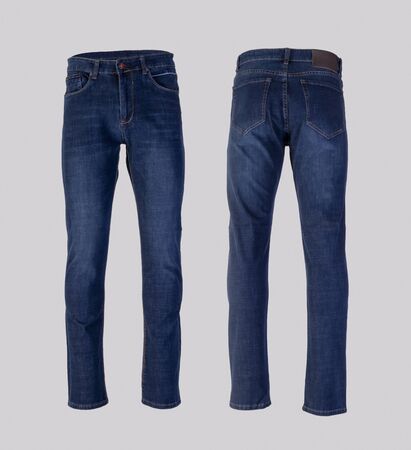 Men blue jeans isolated on white background, front and back viewの写真素材
