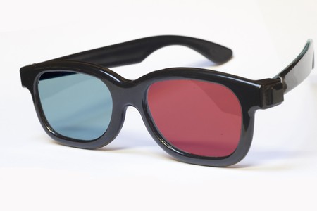 Red Blue 3D Glasses isolated in Whiteの写真素材