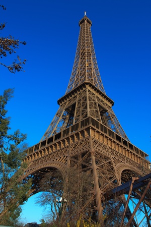 Eiffel Tower in Paris France with blue skyの写真素材