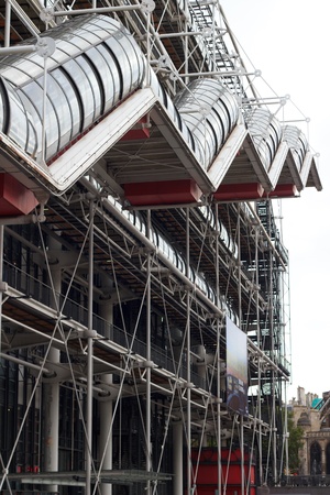 The facade of Pompidou center in Paris, France のeditorial素材