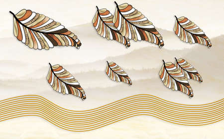 3d mural wallpaper .
Illustration Illustration tree leafs of flowers, Weaving golden lines for wall...