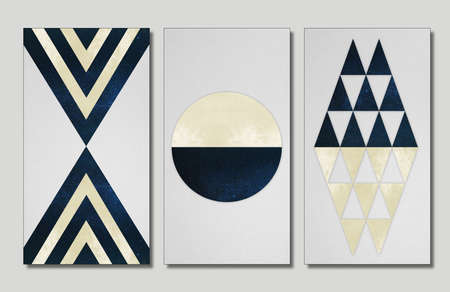 3d modern wall frames .
triangles pattern and light gray background and circles . for wall home...