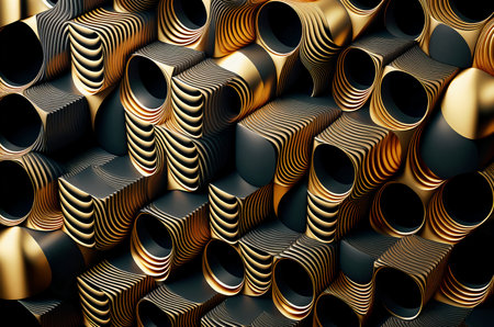 <p>3d abstract wavy golden and black background</p>