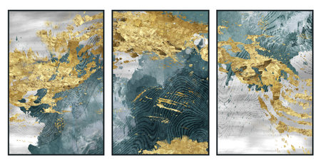Nordic golden and gray canvas marble background. 3d wallpaper wall poster frames. resin geode and...