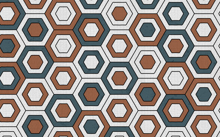 Hexagon gray and marble pattern shapes on gray background. modern interior wall home decoration art....