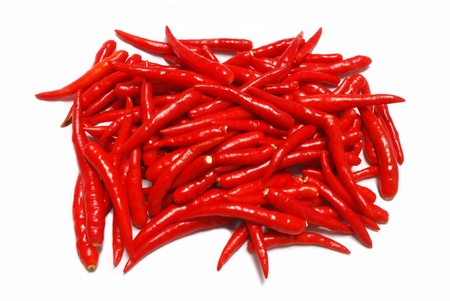 Red chili on white backgroundの写真素材