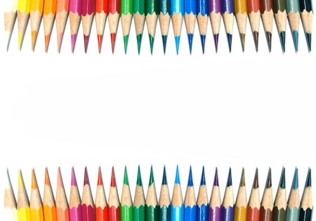 24 Colored pencils on white backgroundの写真素材