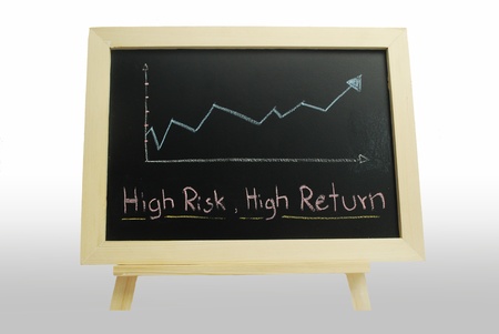 High risk High return - business text on blackboradの写真素材