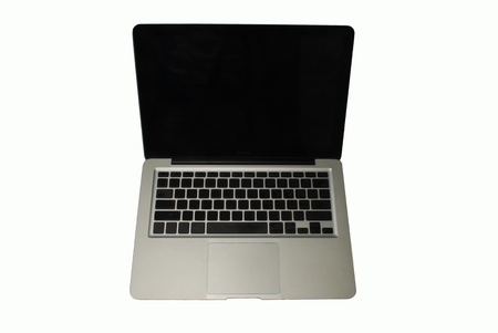 isolate computer notebook , open to see insideの写真素材