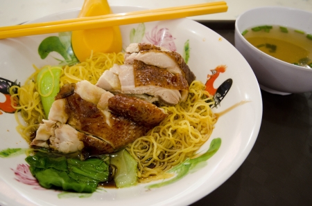 noodle roasted chickenの写真素材