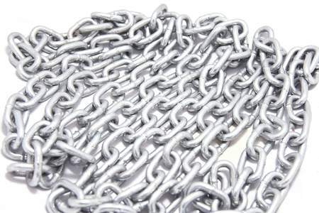steel chain isolate on white backgroundの写真素材