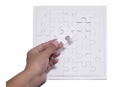 blank puzzles isolate on white backgroundの写真素材