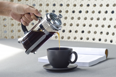 Coffee Time , Pouring coffee into the cupの写真素材