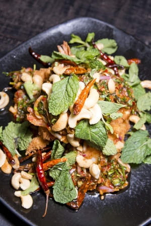 Stir fried Seafood with cashew nutsの写真素材