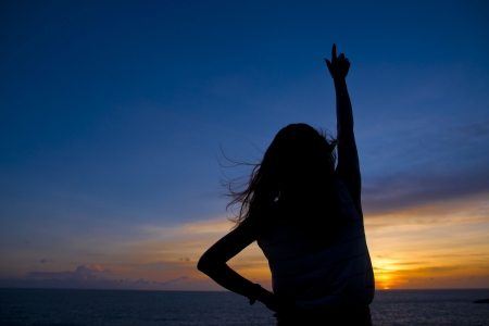 silhouettes girl postingの写真素材