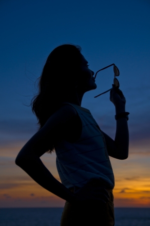 silhouettes girl postingの写真素材