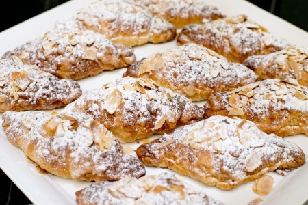 Bread with almond for breakfastの写真素材
