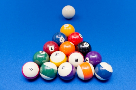 pool balls on the pool tableの写真素材