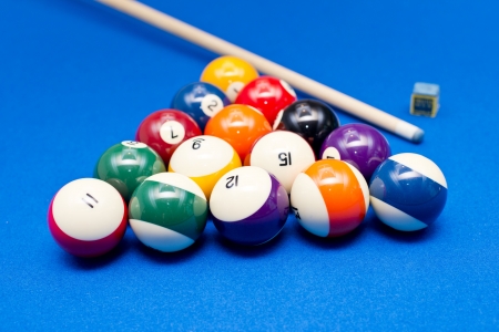 pool balls on the pool tableの写真素材