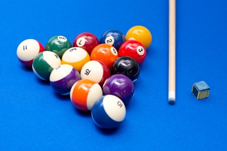 pool balls on the pool tableの写真素材