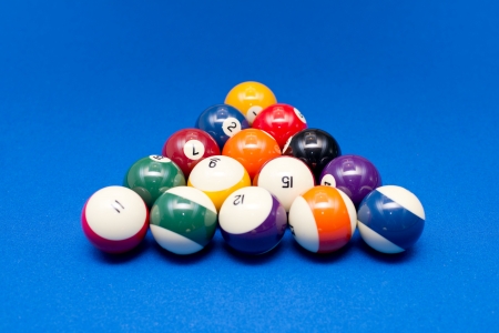 pool balls on the pool tableの写真素材