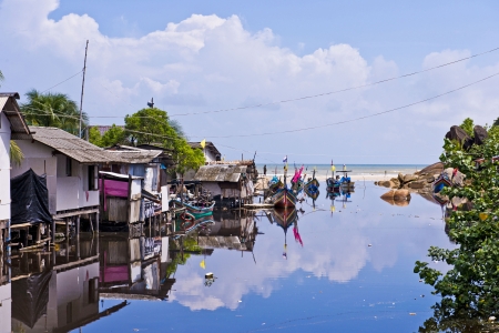 Reflections community by the sea, Thailandのeditorial素材