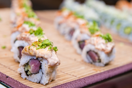 set of variety sushi and sashimi, japanese foodの写真素材