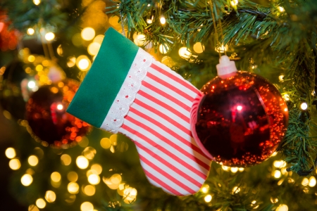 christmas balls on christmas tree, beautiful