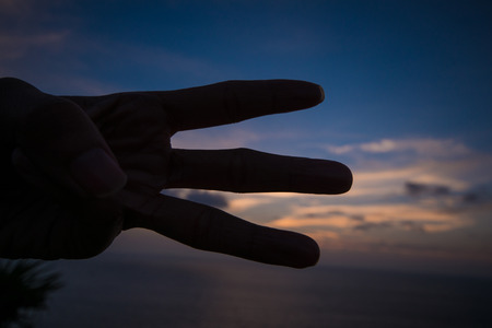 handmade is symbol of love in sunset time,Phuket Thailandの写真素材