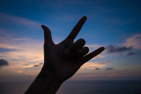 handmade is symbol of love in sunset time,Phuket Thailandの写真素材