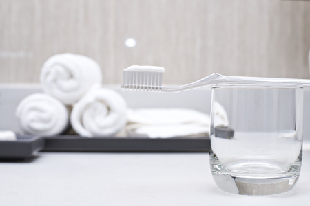 Toothpaste on a toothbrushの写真素材