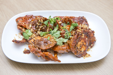 Deep Fried Soft Shell Crab with Garlic , Thai foodの写真素材