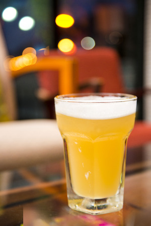 fresh beer in big glass, after dinnerの写真素材