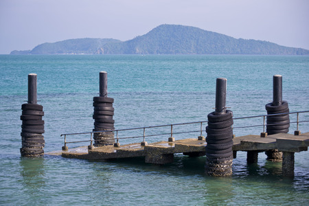 Berth with pole tires, Phuketの写真素材