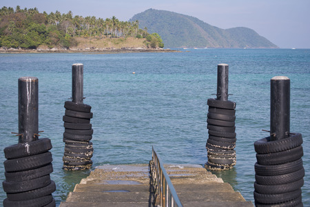 Berth with pole tires, Phuketの写真素材