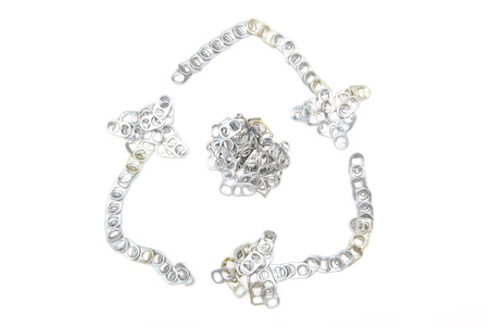 recycle symbol from aluminum pull ring of canの写真素材